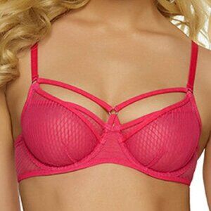 Felina NEW Demi Bra Strap Neck Unlined NWT Women's 34D Pink Red Sexy